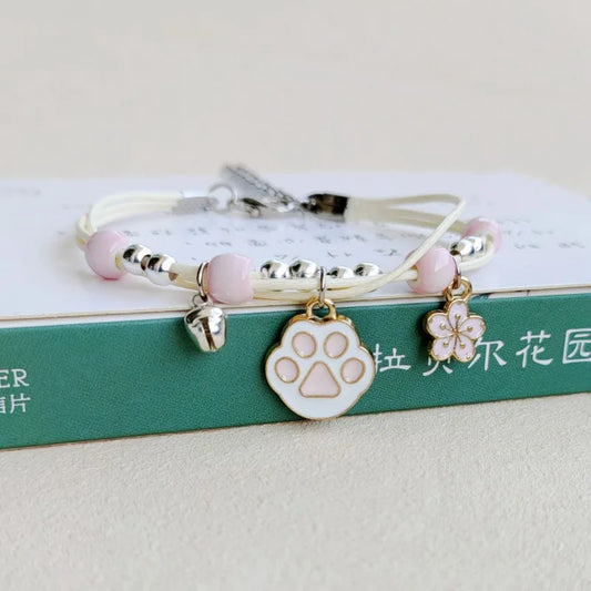 Luckacco Korean Rabbit Flower Rope Bracelet for Women Girls Fashion Woven String Bell Heart Airplane Beads Friendship Party Jewelry Gifts