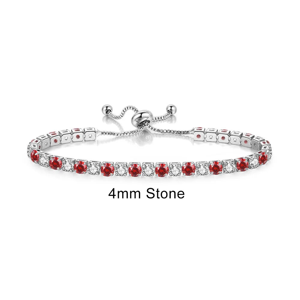 luckacco adjustable multicolor tennis bracelets for women ladies wedding rainbow colorful zircon charm bracelet hand chain jewelry dzh043