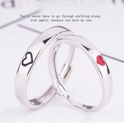 Luckacco High-quality Couple Wedding Ring for Woman Men 2Pcs Love Heart Zircon Adjustable Rings Fashion Stainless Steel Engaged Jewelry
