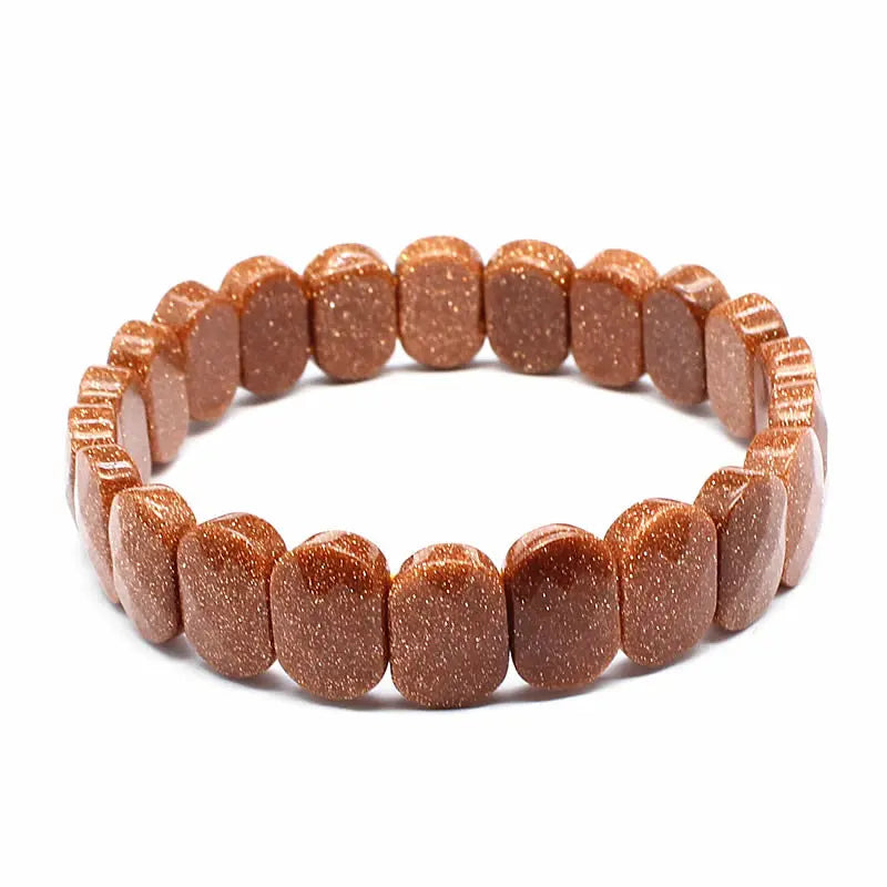 luckacco natural 10x15mm faceted flashing stone beads bracelets handmade reiki healing meditation bangles elastic rope couple jewelry