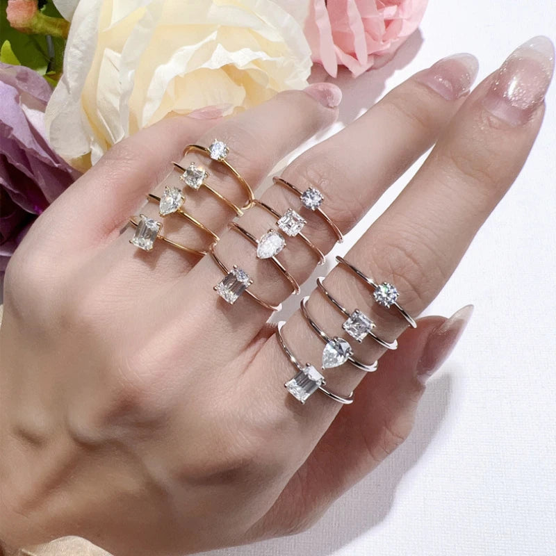 luckacco simple fine rea d color moissanite diamond ring 925 sterling silver party wedding band rings for women engagement jewelry