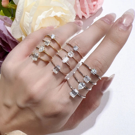 Luckacco Simple Fine Rea D Color Moissanite Diamond Ring 925 Sterling Silver Party Wedding Band Rings for Women Engagement Jewelry