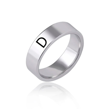 Luckacco Fashion 26 English Initial Letter Ring Stainless Steel Engraved Name Rings For Women Birthday Gifts