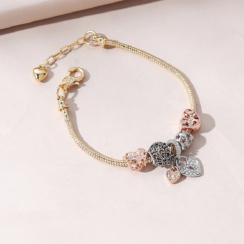 luckacco 1pcs heart shaped tree of life bracelet women fashion trend jewelry copper chain diy beads jewelry