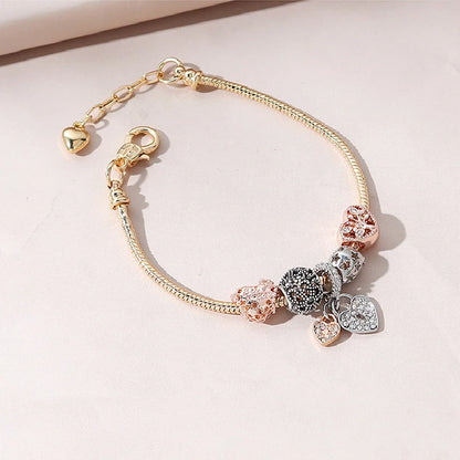 Luckacco 1pcs Heart Shaped Tree Of Life Bracelet Women Fashion Trend Jewelry Copper Chain Diy Beads Jewelry