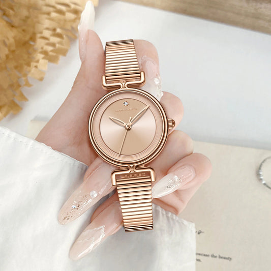 Luckacco 2025 New Women Watch Leisure Fashion 29mm Mini Dial Stainless Steel Mesh Strap HANNAH MARTIN Nordic Simple 3Bar Waterproof Watch