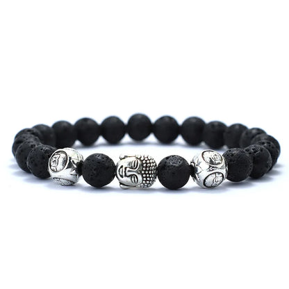 Luckacco Minimalist Men Bracelet Natural 8mm Stone Vintage Buddha Braclet Homme Meditation Yoga Jewelry Lava Tiger Eyes Beaded Braslet