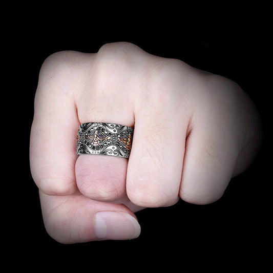 Luckacco Ancient Historical Persia Zarathustra Stainless Steel Men Rings Luxury Punk HipHop for Biker Jewelry Creativity Gift