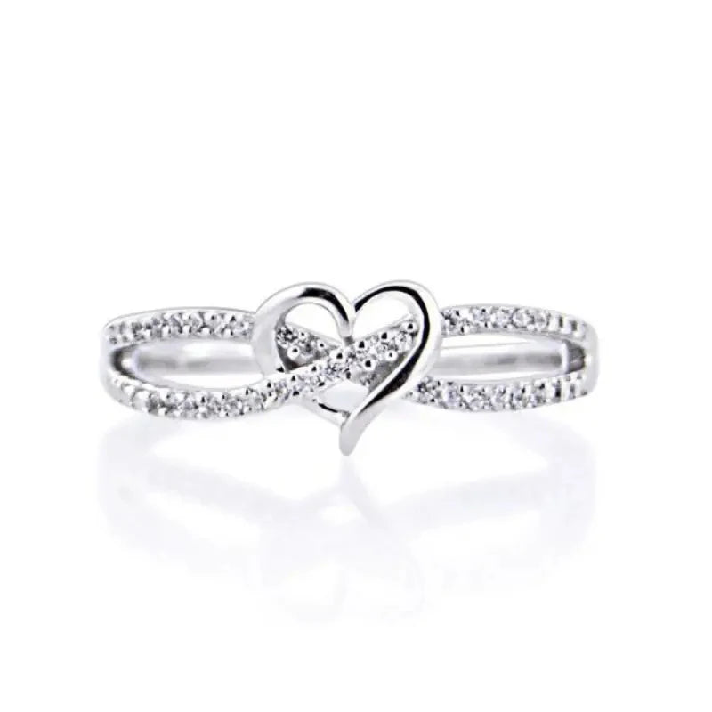 luckacco daily picks graceful silver color/gold color heart ring lady engagement accessories with bright zirconia bridal wedding band jewelry