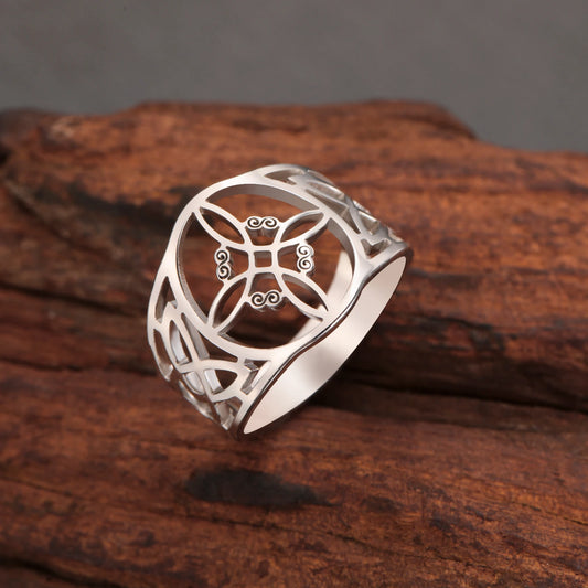 Luckacco Skyrim Witch Knot Ring Women Men Stainless Steel Finger Rings Witchcraft Wicca Triquetra Celtics Knot Amulet Jewelry Gift
