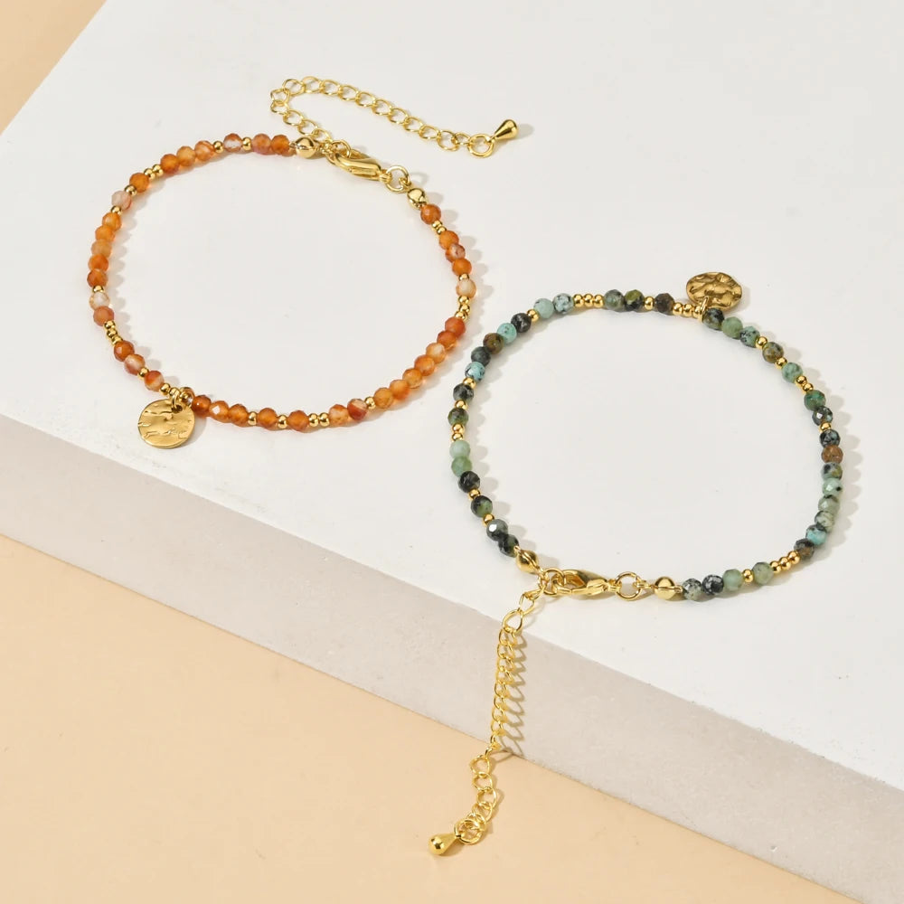 luckacco shop's pick thin natural stone african turquoises beads bracelet women bohe colorful energy yoga meditation strand bracelets friendship
