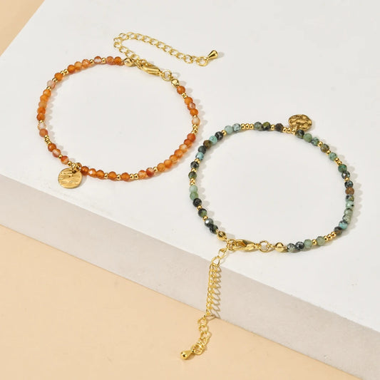 Luckacco shop's pick Thin Natural Stone African Turquoises Beads Bracelet Women Bohe Colorful Energy Yoga Meditation Strand Bracelets Friendship