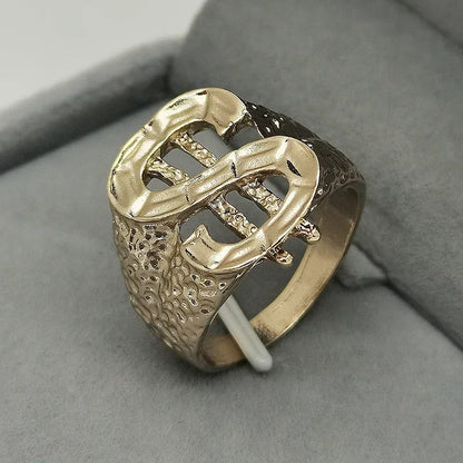 Luckacco New Luxury Golden Letter Ring Men Gold-plated Dollar US Ring Hip Hop Rock Party Accessory