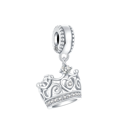Luckacco Crown Charms Skull Bead Original 925 Sterling Silver Inlaid Zirconium Pendants Fit Bracelet Necklace Jewelry Lover Gift