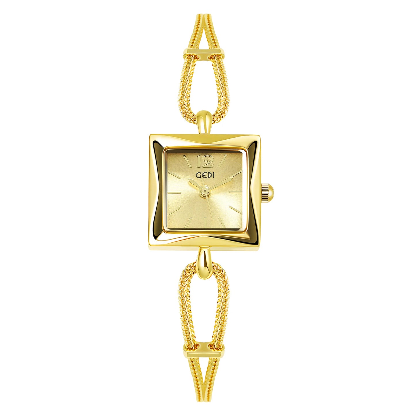 luckacco niche high-end women's watch simple small square plate alloy bracelet watch ladies medieval style quartz watch