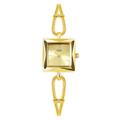 Luckacco Niche high-end women's watch simple small square plate alloy bracelet watch ladies medieval style quartz watch
