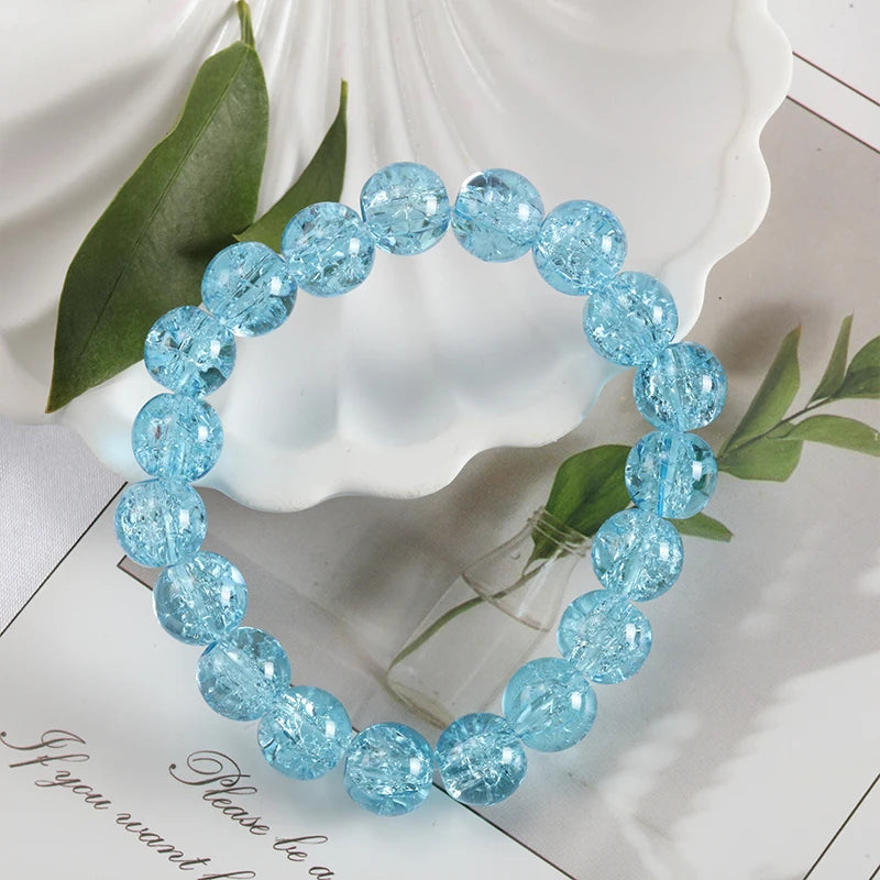 luckacco shinning crystal beads elastic bracelet korean style colorful crystal glass beaded bracelet bangles for women