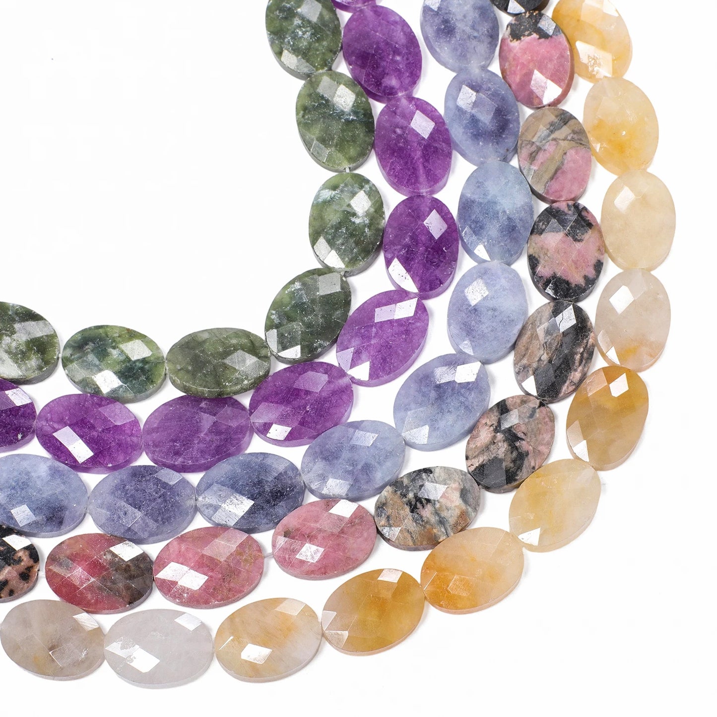 luckacco aaa natural stone multicolor faceted oval stone beads 18x13mm loose spacer beads for jewelry making diy necklace earrings gifts