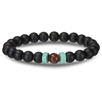 Luckacco Brown Beaded Bracelet Natural Stone Lava Tiger Eye Black Red Matte Healing Beads Bangle Stretch Charm Yoga For Women Men Jewelry