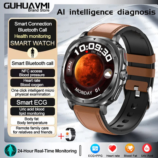 Luckacco 2025 New High-End Health Care Watch 7 Ultra Smart Watch Men ECG+PPG Uric Acid Blood lipids Body analysis BT Call NFC Smartwatchs