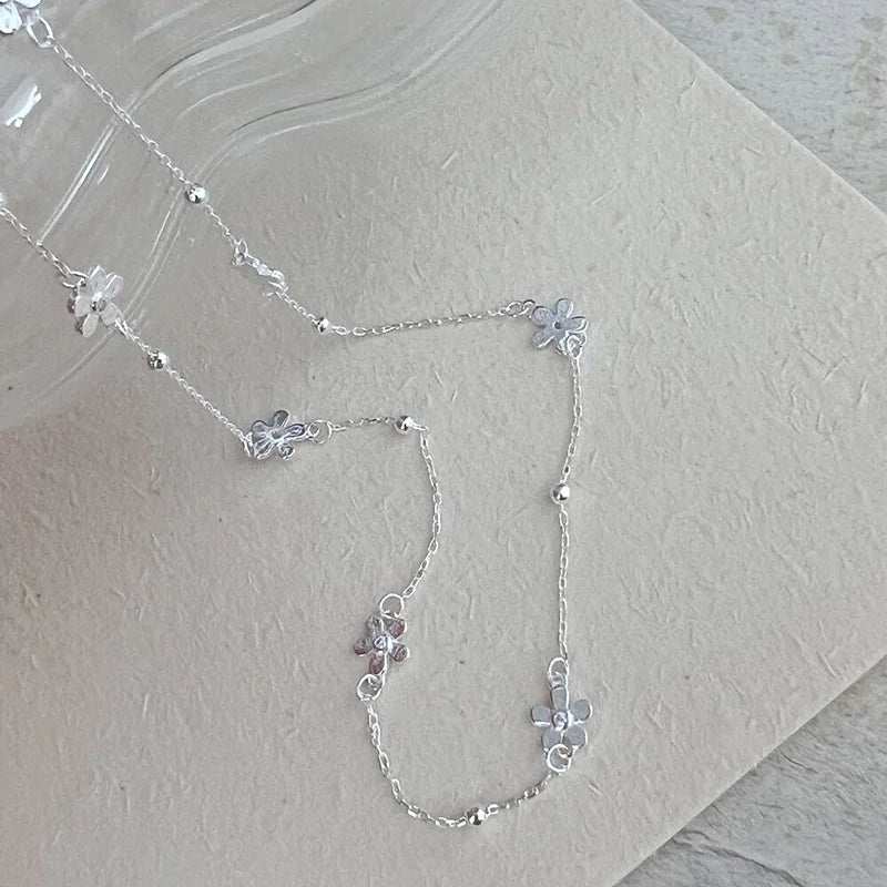 luckacco new 925 sterling silver classic multiple flower combinations choker necklace for girl neck women wedding party gift fine jewelry