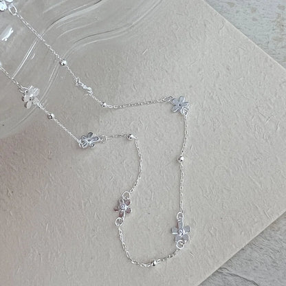Luckacco New 925 Sterling Silver Classic Multiple Flower Combinations Choker Necklace For Girl Neck Women Wedding Party Gift Fine Jewelry