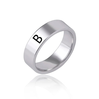 Luckacco Fashion 26 English Initial Letter Ring Stainless Steel Engraved Name Rings For Women Birthday Gifts