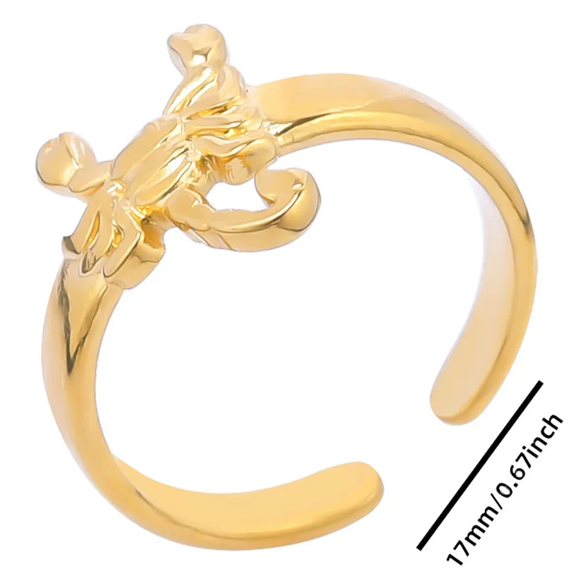 luckacco 1pc stylish marine jewelry ocean sea animals conch starfish shell ring stainless steel jellyfish scallop rings women charm gift