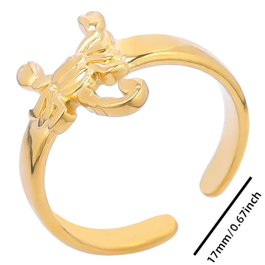 Luckacco 1pc Stylish Marine Jewelry Ocean Sea Animals Conch Starfish Shell Ring Stainless Steel Jellyfish Scallop Rings Women Charm Gift