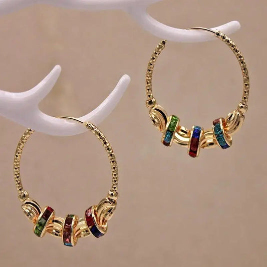 Luckacco Retro Metal Crescent Earrings Bohemian Water Drop Tassel Earrings