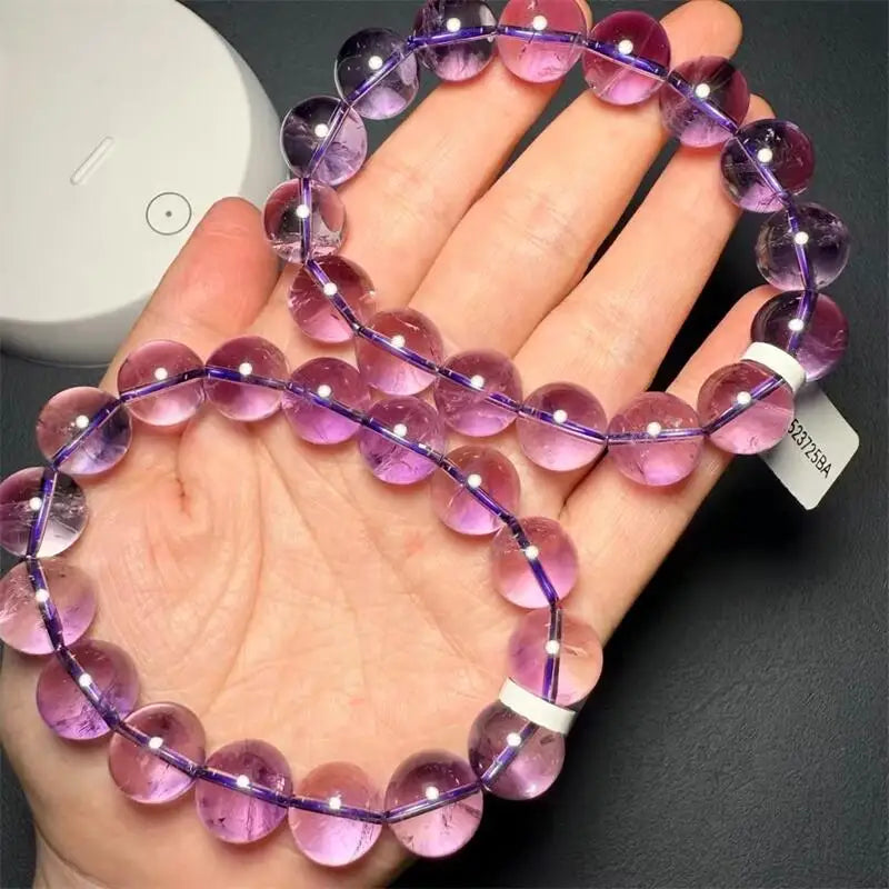 luckacco 13mm natural brazilian amethyst bracelet fortune energy bangle mineral string woman amulet jewelry healing gift 1pcs