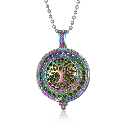 Luckacco New Colorful Aromatherapy Necklace Vintage Flower Butterfly Tree Owl Essential Oil Diffuser Necklace Perfume Lockets Pendants