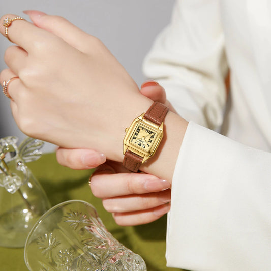 Luckacco Small and exquisite small square dial women's watch new light luxury retro belt watch ladies quartz watch