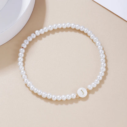 Luckacco New Fashion 26 Letter Bracelet Women Temperament Handmade Simulated Pearl Bead Bracelet For Women Jewelry Gift