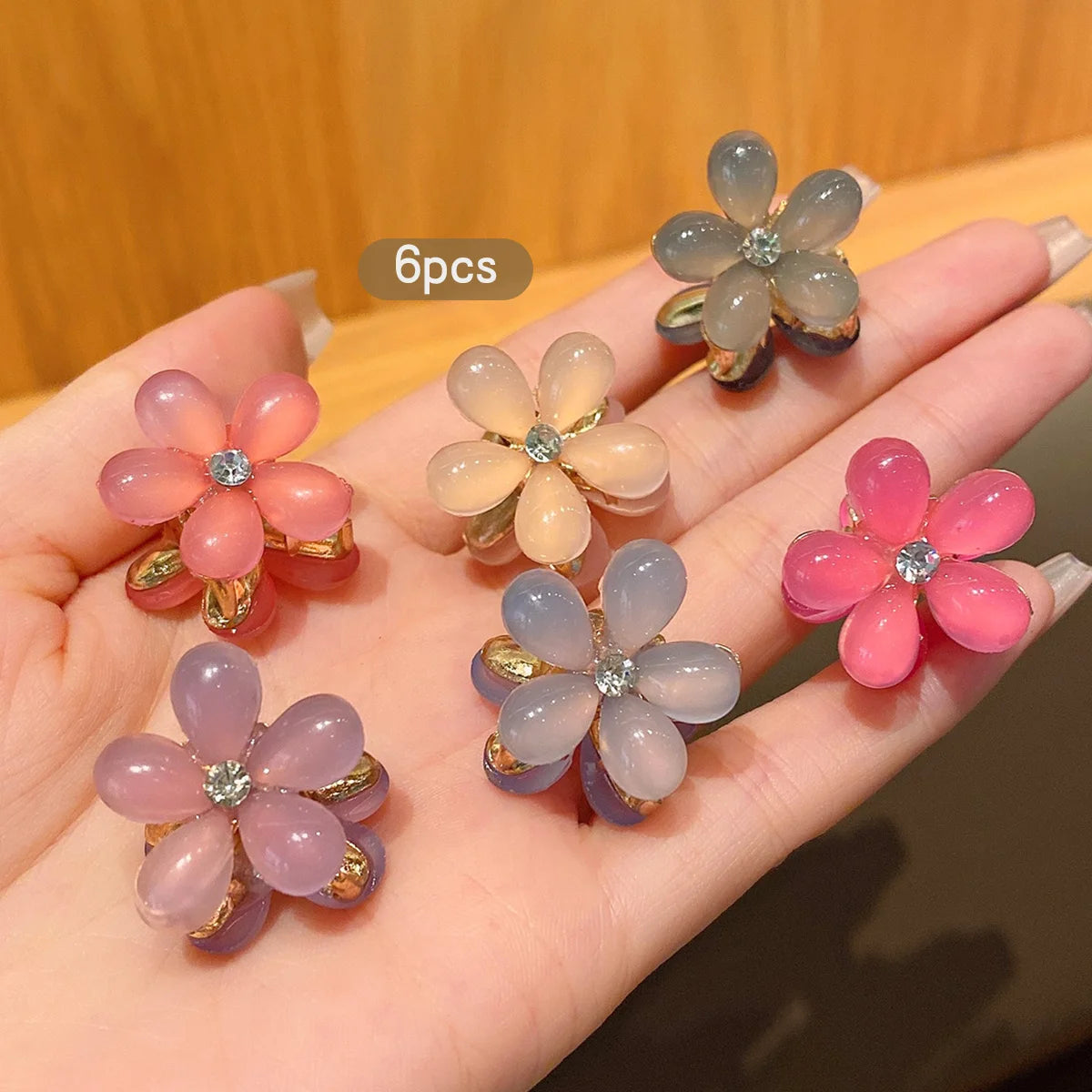 luckacco 10 alloy rhinestone hair clips, fashionable small grab hair accessories