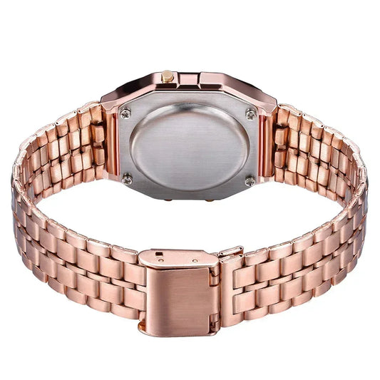 Luckacco Retro Square Electronic Watches Digital Display Women Men Watch Rose Gold Silver Luxury Ladies Wristwatches Relojes Para Mujer