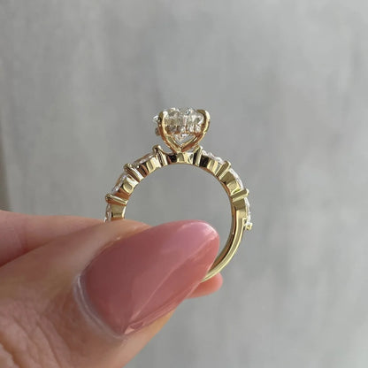 Luckacco Hot Selling Gold Plated Stainless Steel Rings For Women water drop Zircon Wedding Ring Jewelry Accessories  Size 6-11