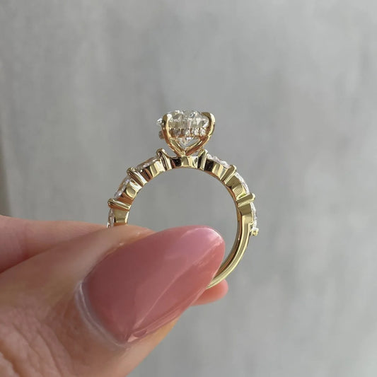 Luckacco Hot Selling Gold Plated Stainless Steel Rings For Women water drop Zircon Wedding Ring Jewelry Accessories  Size 6-11