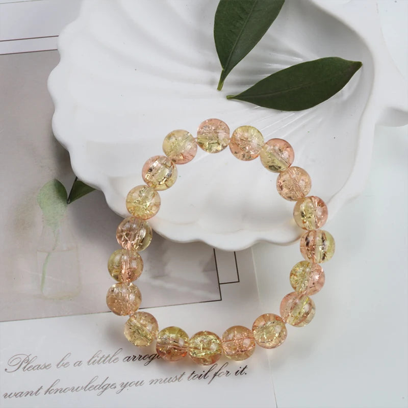 luckacco shinning crystal beads elastic bracelet korean style colorful crystal glass beaded bracelet bangles for women