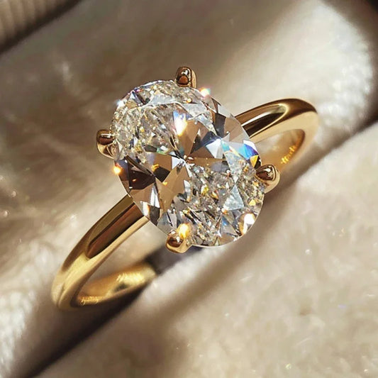 Luckacco 925 Sterling Silver Luxury Shiny 1-8CT Zircon Engagement Ring Wedding Band For Women Promise Eternity Ring Fine Jewelry Gift