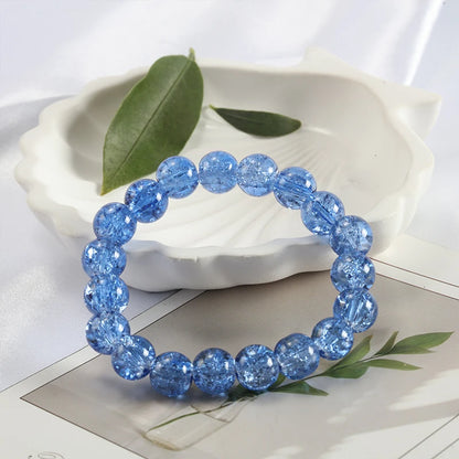 Luckacco Shinning Crystal Beads Elastic Bracelet Korean Style Colorful Crystal Glass Beaded Bracelet Bangles For Women