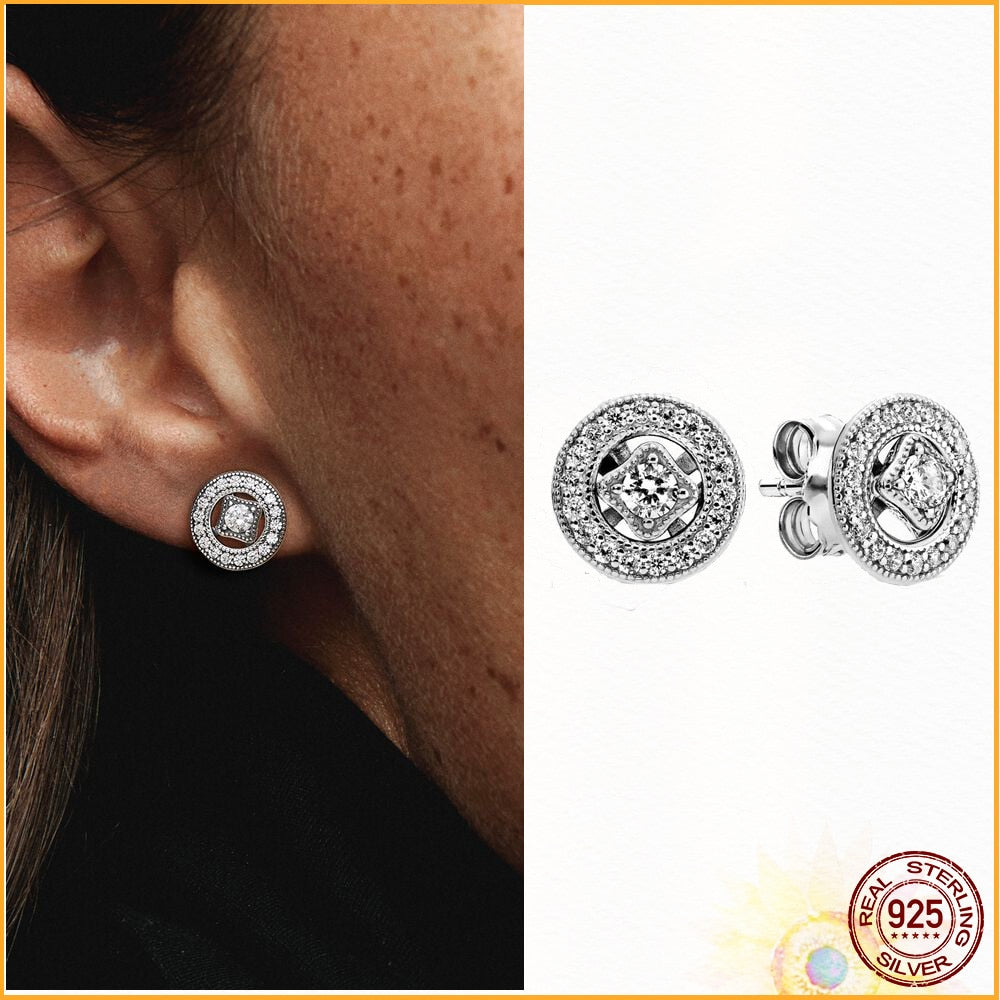 Original Authentic 925 Sterling Silver Earrings Sparkling Freehand Heart Hoop plata Pandora Earrings Women Fashion Jewelry Gift - luckacco
