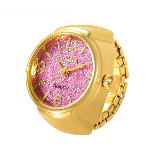 Luckacco Couple Finger Watch Ring Vintage Punk Elastic Alloy Band Men Women Jewelry Clock Roman Numerals Dial 28Style Mini Quartz Watches