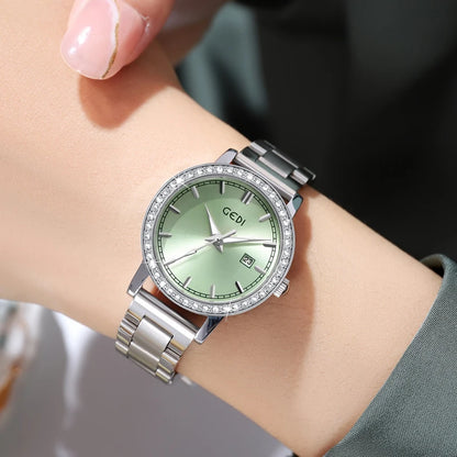 Luckacco Light luxury stainless steel women's watch calendar waterproof high-end watch ladies quartz watch