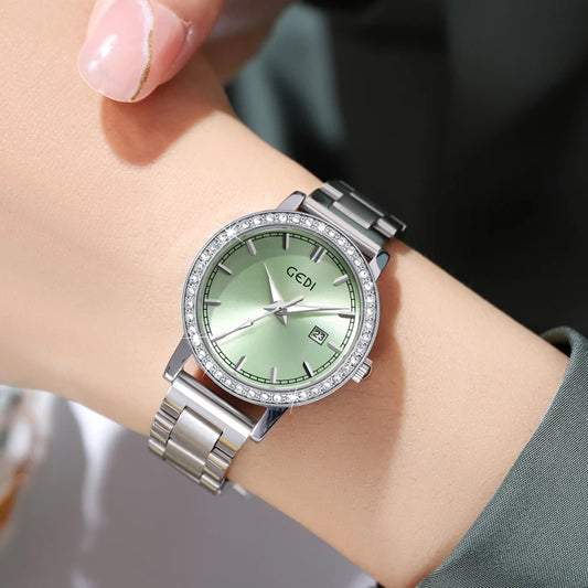 Luckacco Light luxury stainless steel women's watch calendar waterproof high-end watch ladies quartz watch