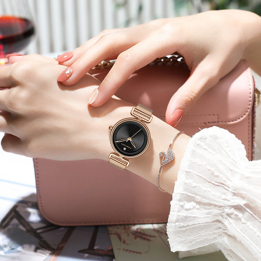 Luckacco 2025 New Women Watch Leisure Fashion 29mm Mini Dial Stainless Steel Mesh Strap HANNAH MARTIN Nordic Simple 3Bar Waterproof Watch