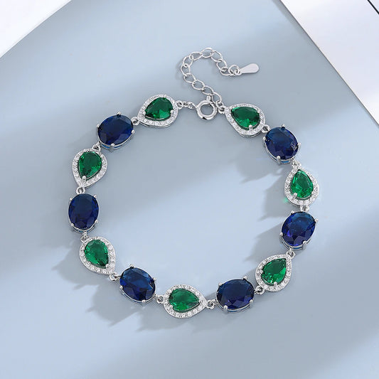Luckacco Amethyst Purple Zircon Tennis Bracelets Female Real S925 Silver Plated Gemstone Bracelet for Women Birthday Gift