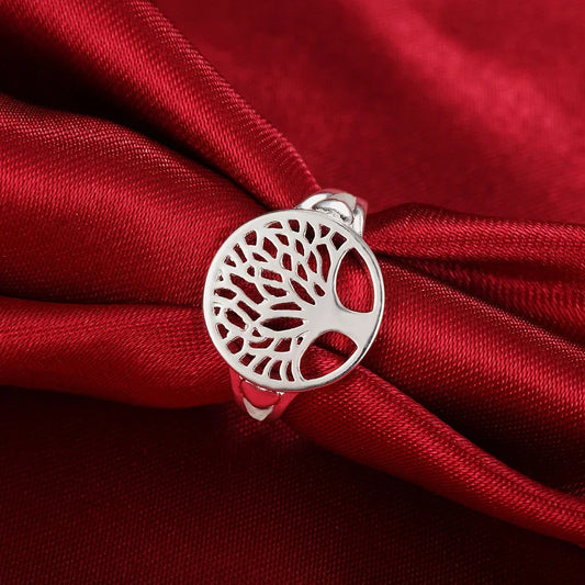 Luckacco Andara 925 Sterling Silver Ring Tree of Life Rings For Women Wedding Party Glamour Jewelry Gifts R892