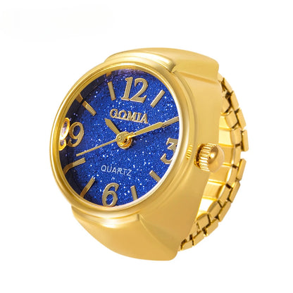 Luckacco Couple Finger Watch Ring Vintage Punk Elastic Alloy Band Men Women Jewelry Clock Roman Numerals Dial 28Style Mini Quartz Watches