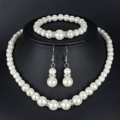 Luckacco picks 4 Pcs Women's Pearl Jewelry Set Fashion Simulated Pearls Versatile Earrings Necklaces Bracelets Jewelry Set Gift